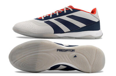 Men's Adidas Predator 24 Elite IC Indoor & Futsal Low-Tops Football Shoes - Grey/Blue/Red