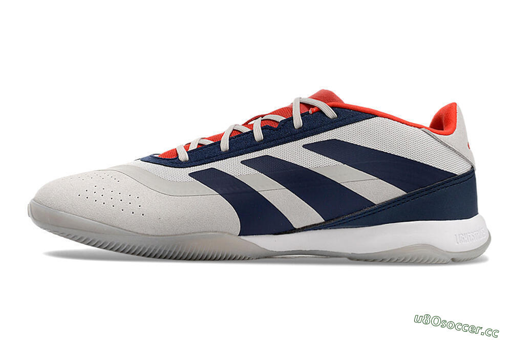 Men's Adidas Predator 24 Elite IC Indoor & Futsal Low-Tops Football Shoes - Grey/Blue/Red 0