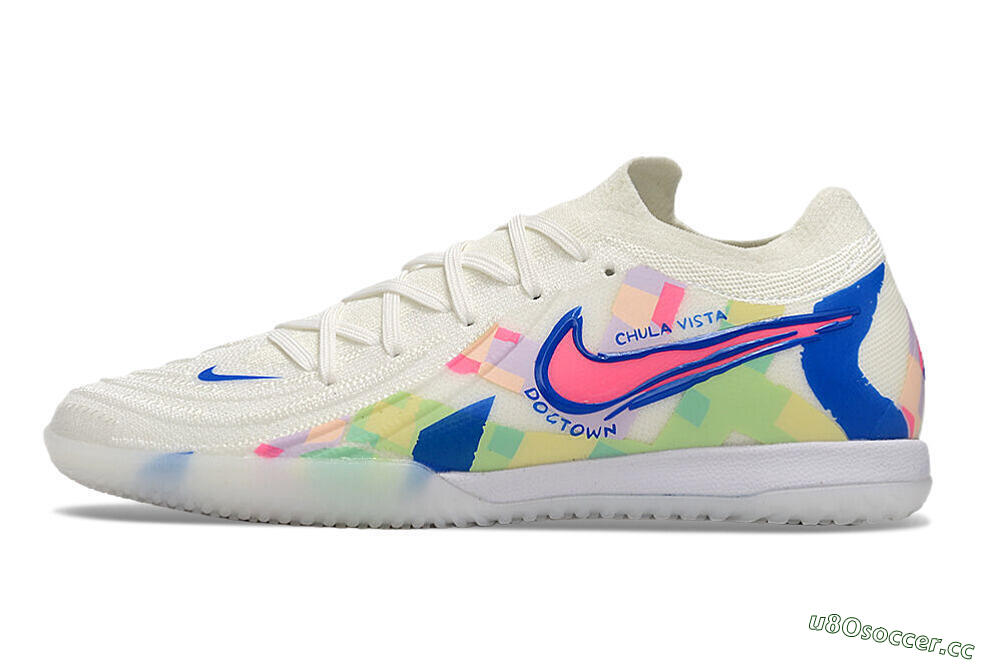 Men's Nike Phantom GX 2 Elite IC Indoor & Futsal Low-Tops Football Shoes - Beige/Blue/Yellow/Pink 0