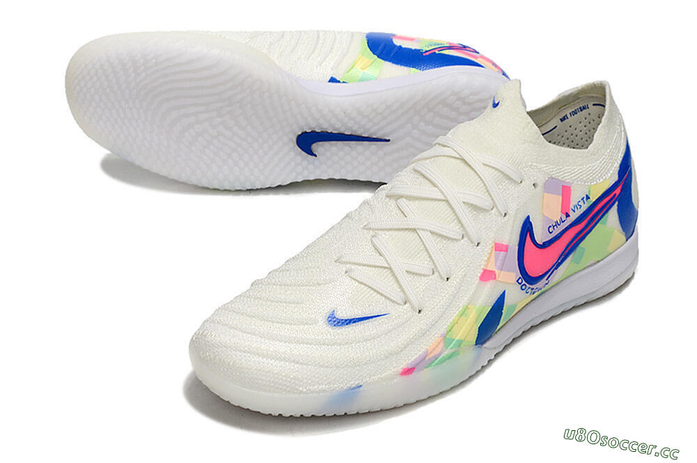 Men's Nike Phantom GX 2 Elite IC Indoor & Futsal Low-Tops Football Shoes - Beige/Blue/Yellow/Pink 3
