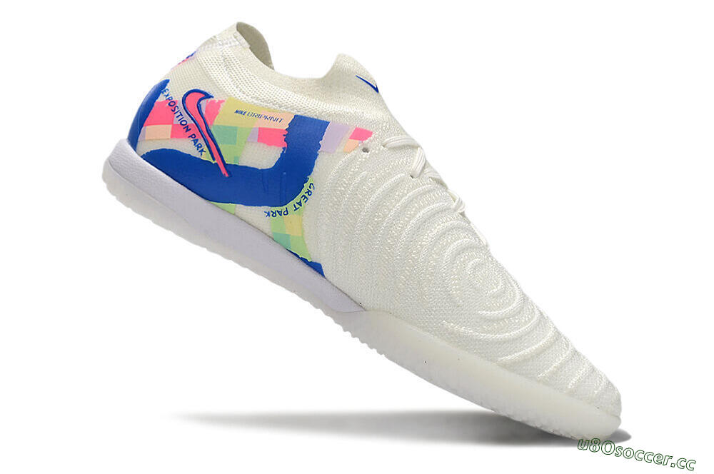 Men's Nike Phantom GX 2 Elite IC Indoor & Futsal Low-Tops Football Shoes - Beige/Blue/Yellow/Pink 4