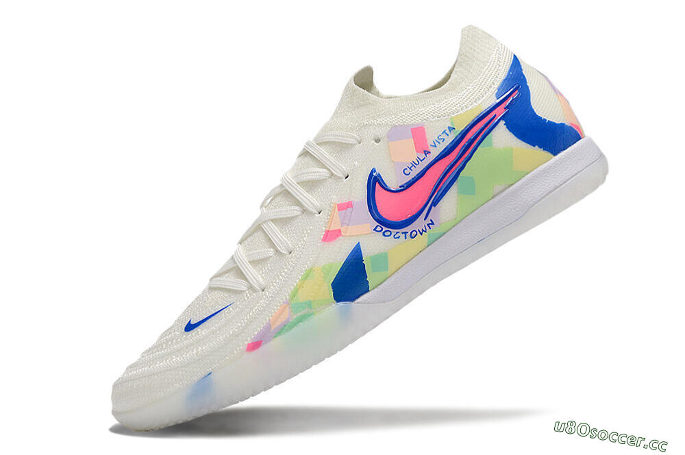 Men's Nike Phantom GX 2 Elite IC Indoor & Futsal Low-Tops Football Shoes - Beige/Blue/Yellow/Pink 5