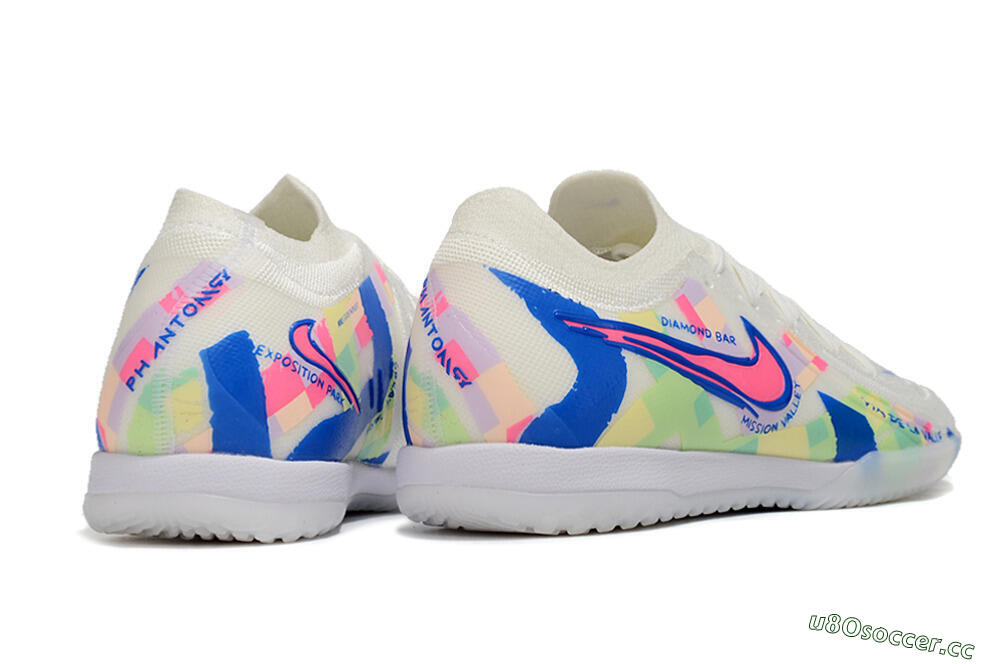 Men's Nike Phantom GX 2 Elite IC Indoor & Futsal Low-Tops Football Shoes - Beige/Blue/Yellow/Pink 6