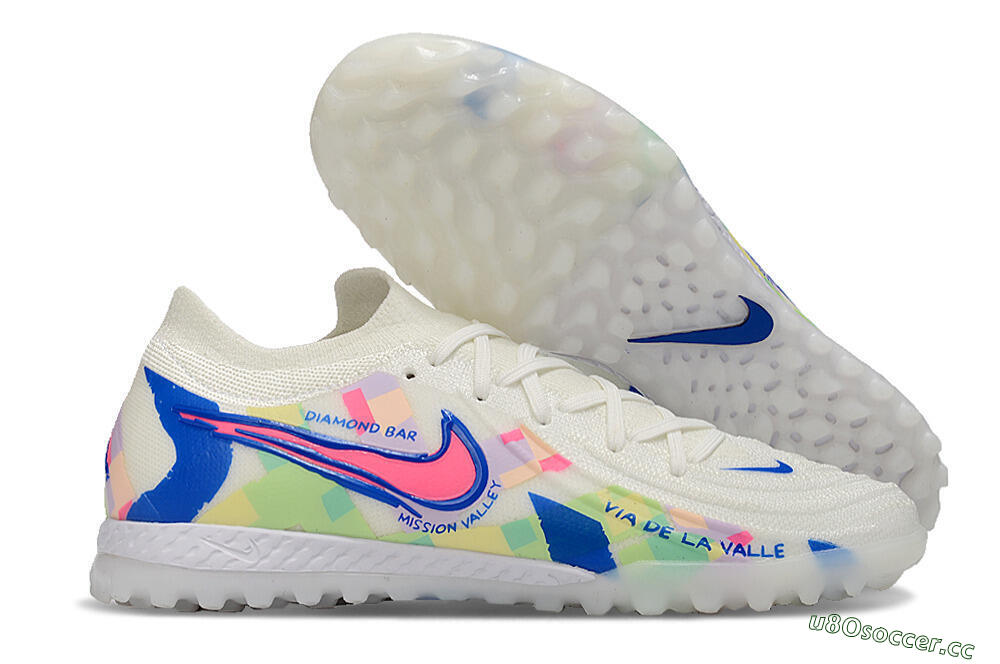 Men's Nike Phantom GX 2 Elite TF Artificial Turf Low-Tops Football Shoes - Beige/Blue/Yellow/Pink 2
