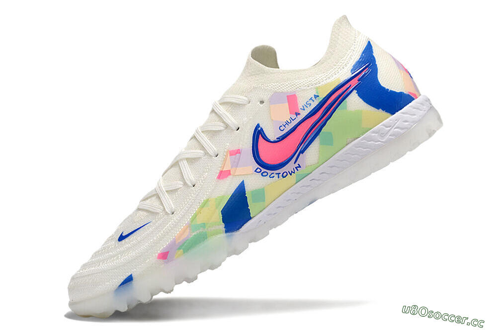 Men's Nike Phantom GX 2 Elite TF Artificial Turf Low-Tops Football Shoes - Beige/Blue/Yellow/Pink 5