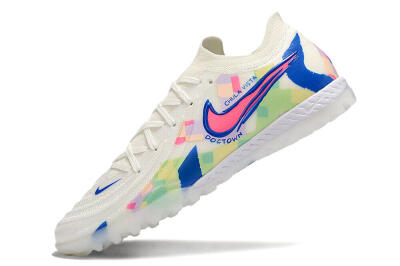 Men's Nike Phantom GX 2 Elite TF Artificial Turf Low-Tops Football Shoes - Beige/Blue/Yellow/Pink