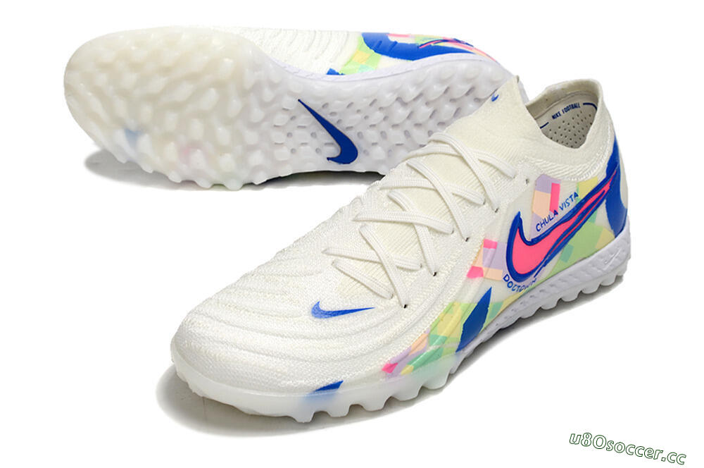 Men's Nike Phantom GX 2 Elite TF Artificial Turf Low-Tops Football Shoes - Beige/Blue/Yellow/Pink 3