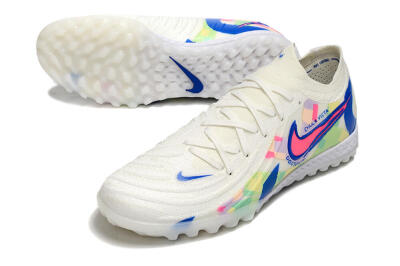 Men's Nike Phantom GX 2 Elite TF Artificial Turf Low-Tops Football Shoes - Beige/Blue/Yellow/Pink