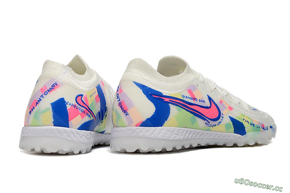 Men's Nike Phantom GX 2 Elite TF Artificial Turf Low-Tops Football Shoes - Beige/Blue/Yellow/Pink 6