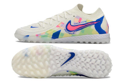 Men's Nike Phantom GX 2 Elite TF Artificial Turf Low-Tops Football Shoes - Beige/Blue/Yellow/Pink