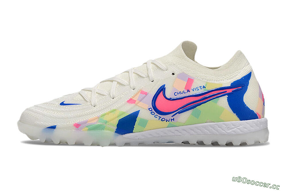 Men's Nike Phantom GX 2 Elite TF Artificial Turf Low-Tops Football Shoes - Beige/Blue/Yellow/Pink 0