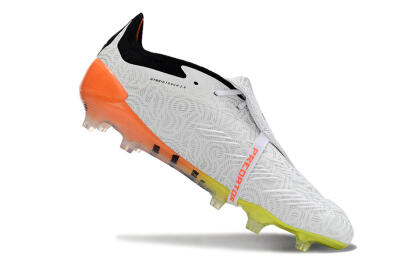 Men's Adidas Predator Elite Foldover Tongue FG Firm Ground Low-Tops Football Boots - White/Black/Orange/Yellow