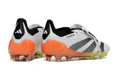 Men's Adidas Predator Elite Foldover Tongue FG Firm Ground Low-Tops Football Boots - White/Black/Orange/Yellow