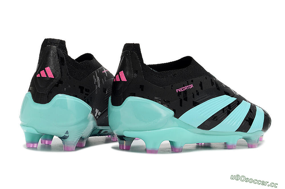 Men's Adidas Predator+ Elite Laceless FG Firm Ground Low-Tops Football Boots - Black/Jade/Pink 6