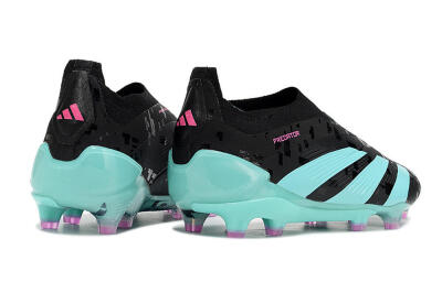 Men's Adidas Predator+ Elite Laceless FG Firm Ground Low-Tops Football Boots - Black/Jade/Pink