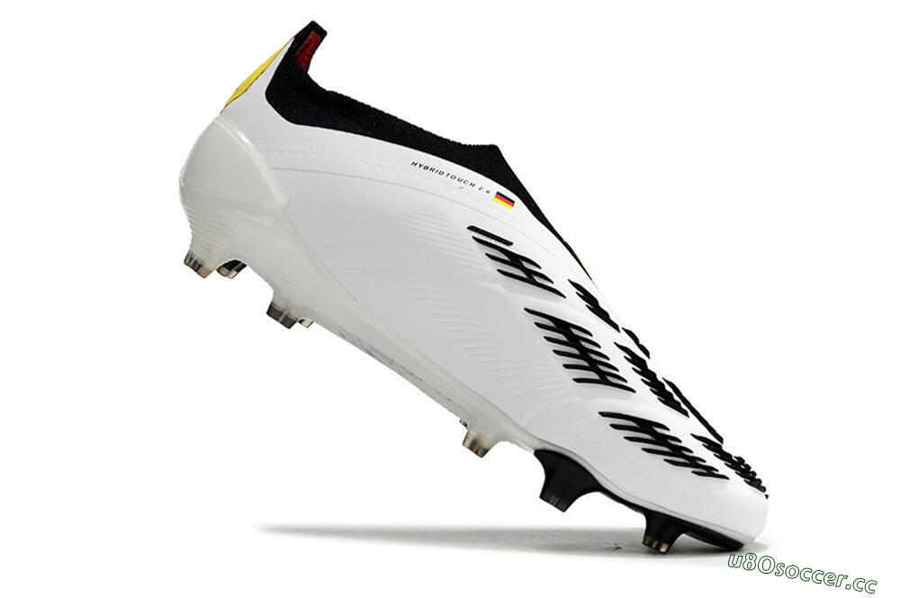 Men's Adidas Predator+ Elite Laceless FG Firm Ground Low-Tops Football Boots - White/Yellow/Red/Black 4
