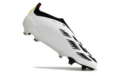Men's Adidas Predator+ Elite Laceless FG Firm Ground Low-Tops Football Boots - White/Yellow/Red/Black