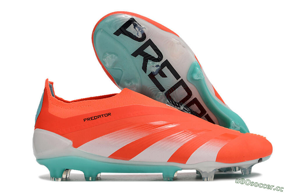 Men's Adidas Predator+ Elite Laceless FG Firm Ground Low-Tops Football Boots - Red/White/Jade 2