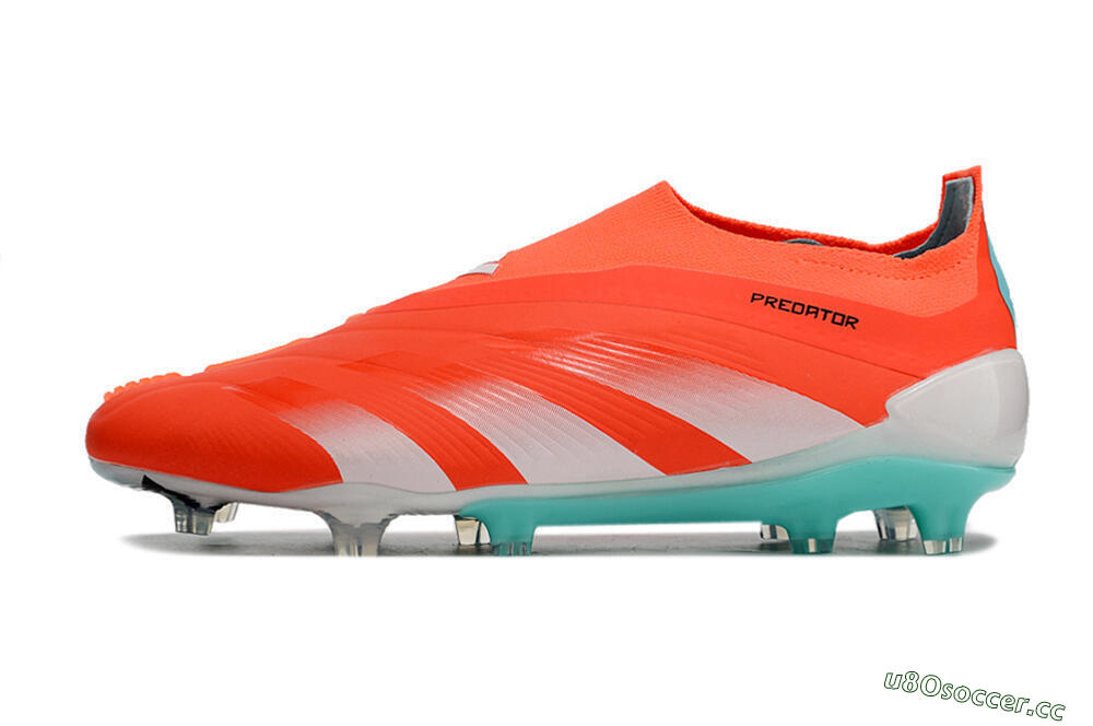 Men's Adidas Predator+ Elite Laceless FG Firm Ground Low-Tops Football Boots - Red/White/Jade 0