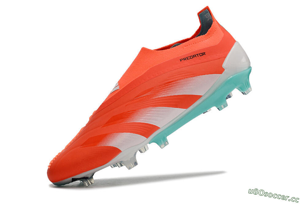 Men's Adidas Predator+ Elite Laceless FG Firm Ground Low-Tops Football Boots - Red/White/Jade 5