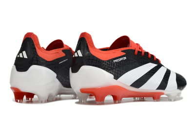 Men's Adidas Predator Elite FG Firm Ground Low-Tops Football Boots - Black/White/Red