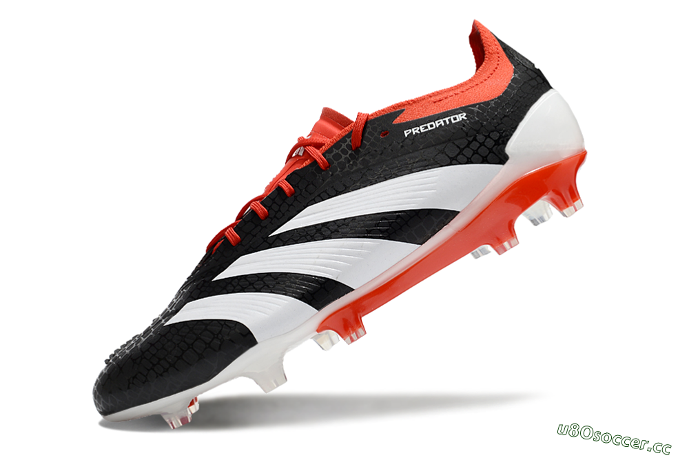 Men's Adidas Predator Elite FG Firm Ground Low-Tops Football Boots - Black/White/Red 5