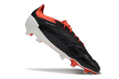 Men's Adidas Predator Elite FG Firm Ground Low-Tops Football Boots - Black/White/Red