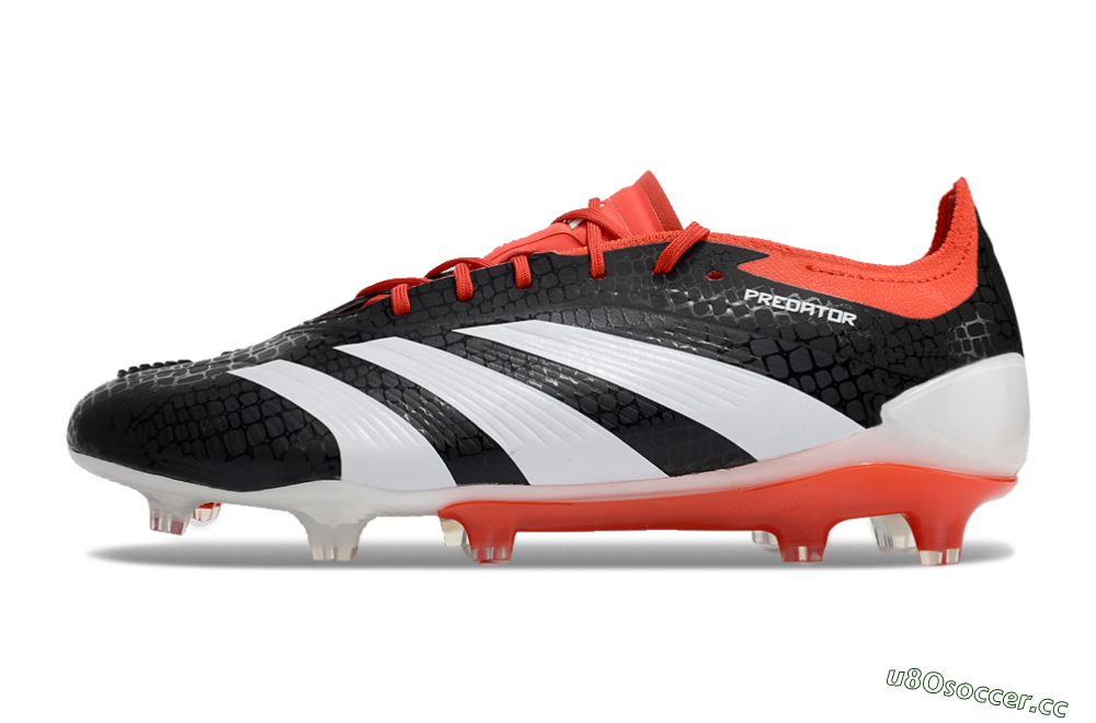 Men's Adidas Predator Elite FG Firm Ground Low-Tops Football Boots - Black/White/Red 0