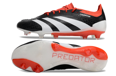 Men's Adidas Predator Elite FG Firm Ground Low-Tops Football Boots - Black/White/Red