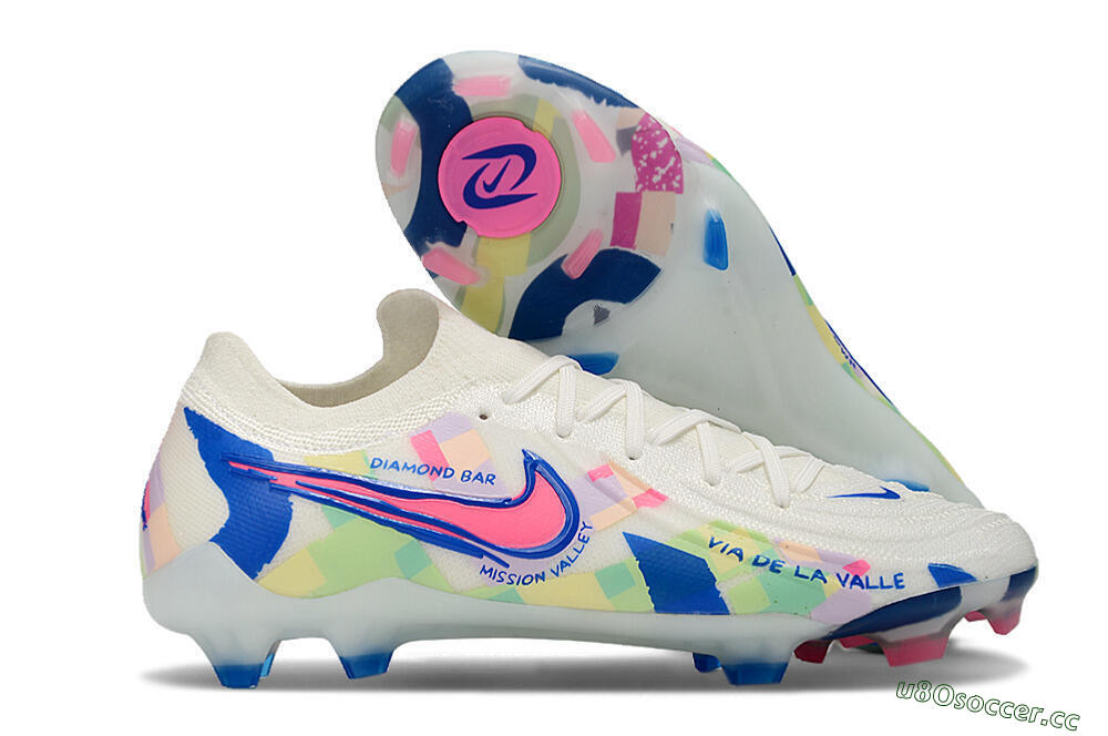 Men's Nike Phantom Luna Elite NU FG Firm Ground Low-Tops Football Boots - Beige/Blue/Yellow/Pink 2