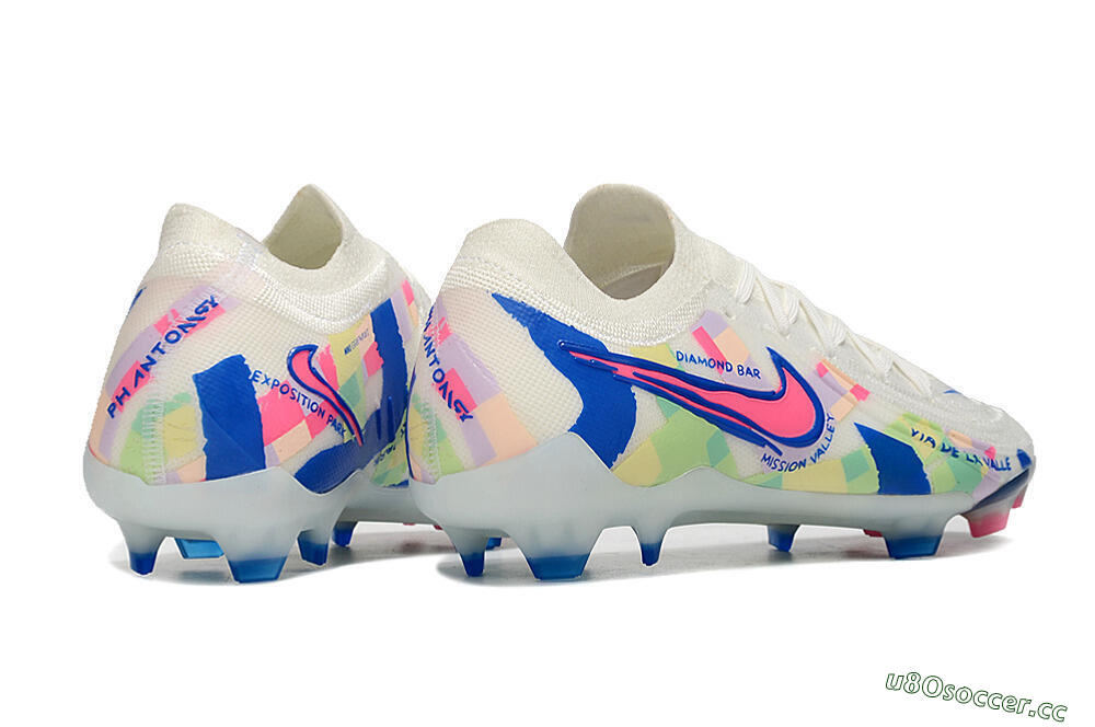 Men's Nike Phantom Luna Elite NU FG Firm Ground Low-Tops Football Boots - Beige/Blue/Yellow/Pink 6