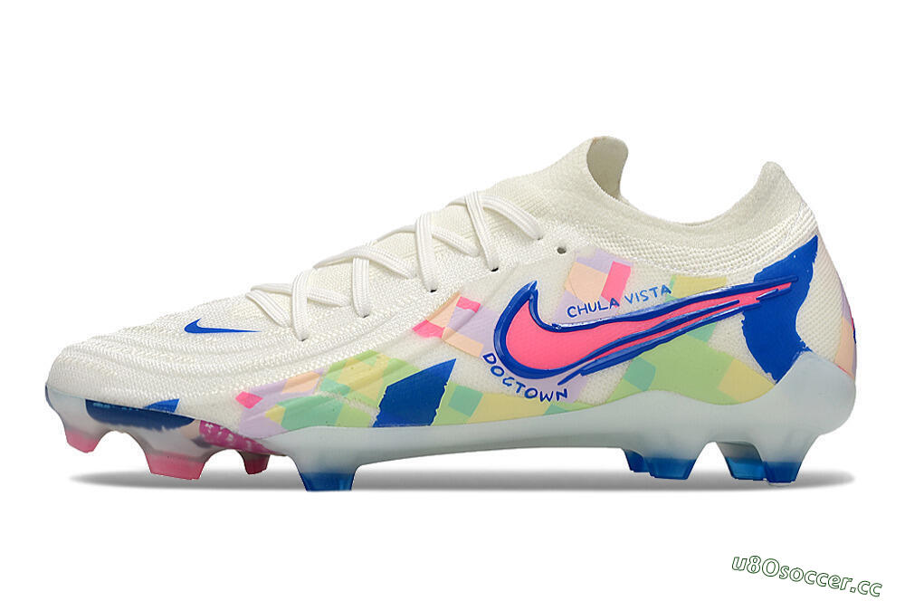 Men's Nike Phantom Luna Elite NU FG Firm Ground Low-Tops Football Boots - Beige/Blue/Yellow/Pink 0