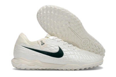 Men's Nike Tiempo Legend 10 Pro TF Artificial Turf Low-Tops Football Shoes - White/Green