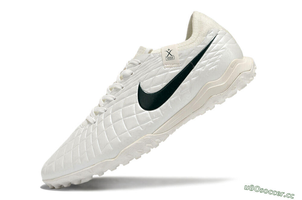 Men's Nike Tiempo Legend 10 Pro TF Artificial Turf Low-Tops Football Shoes - White/Green 5