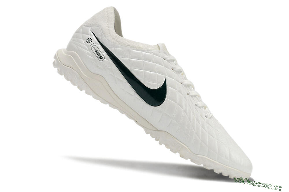 Men's Nike Tiempo Legend 10 Pro TF Artificial Turf Low-Tops Football Shoes - White/Green 4