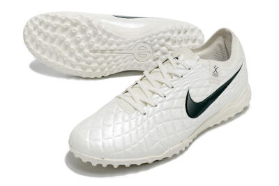 Men's Nike Tiempo Legend 10 Pro TF Artificial Turf Low-Tops Football Shoes - White/Green