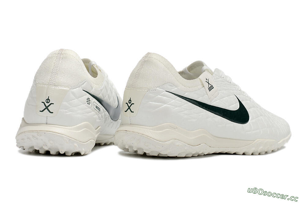 Men's Nike Tiempo Legend 10 Pro TF Artificial Turf Low-Tops Football Shoes - White/Green 6