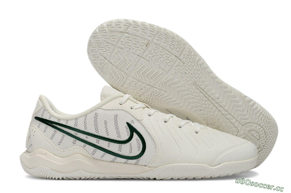 Men's Nike Tiempo Legend 10 Academy IC Indoor & Futsal Low-Tops Football Shoes - White/Green 2