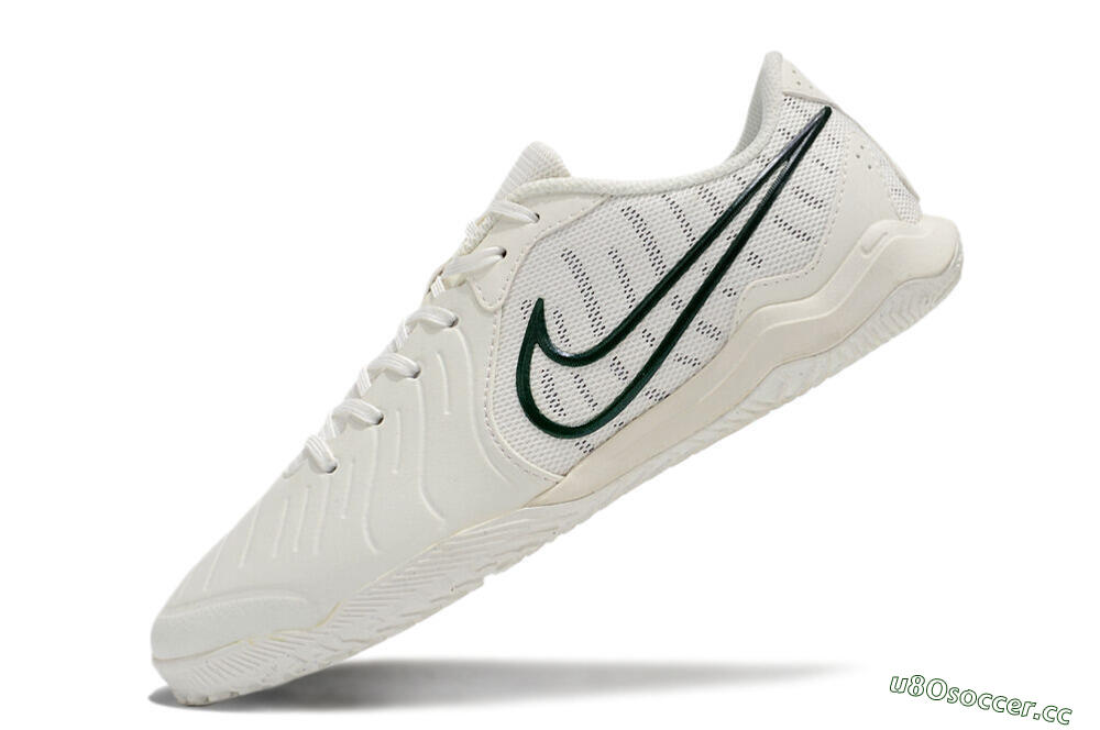 Men's Nike Tiempo Legend 10 Academy IC Indoor & Futsal Low-Tops Football Shoes - White/Green 5