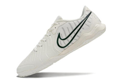 Men's Nike Tiempo Legend 10 Academy IC Indoor & Futsal Low-Tops Football Shoes - White/Green