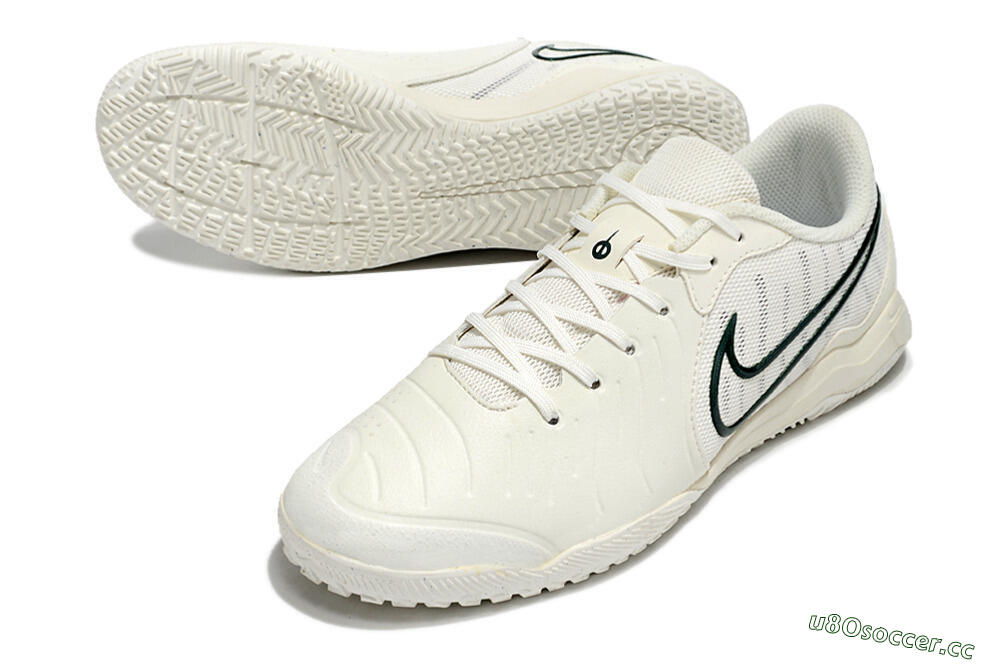 Men's Nike Tiempo Legend 10 Academy IC Indoor & Futsal Low-Tops Football Shoes - White/Green 3