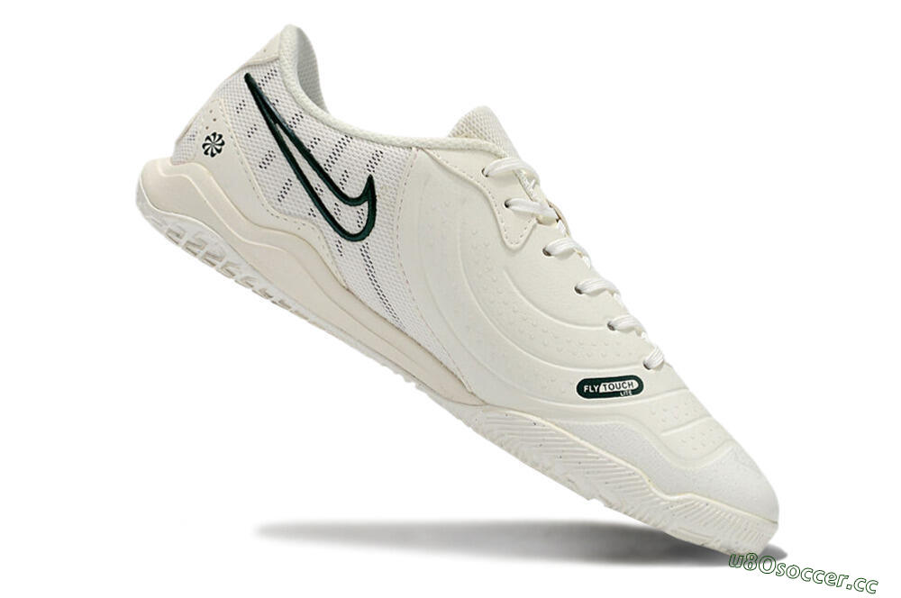 Men's Nike Tiempo Legend 10 Academy IC Indoor & Futsal Low-Tops Football Shoes - White/Green 4