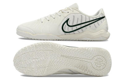 Men's Nike Tiempo Legend 10 Academy IC Indoor & Futsal Low-Tops Football Shoes - White/Green