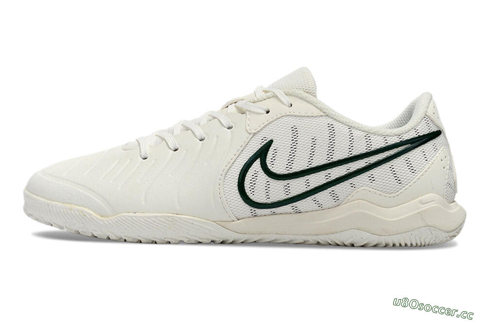 Men's Nike Tiempo Legend 10 Academy IC Indoor & Futsal Low-Tops Football Shoes - White/Green 0