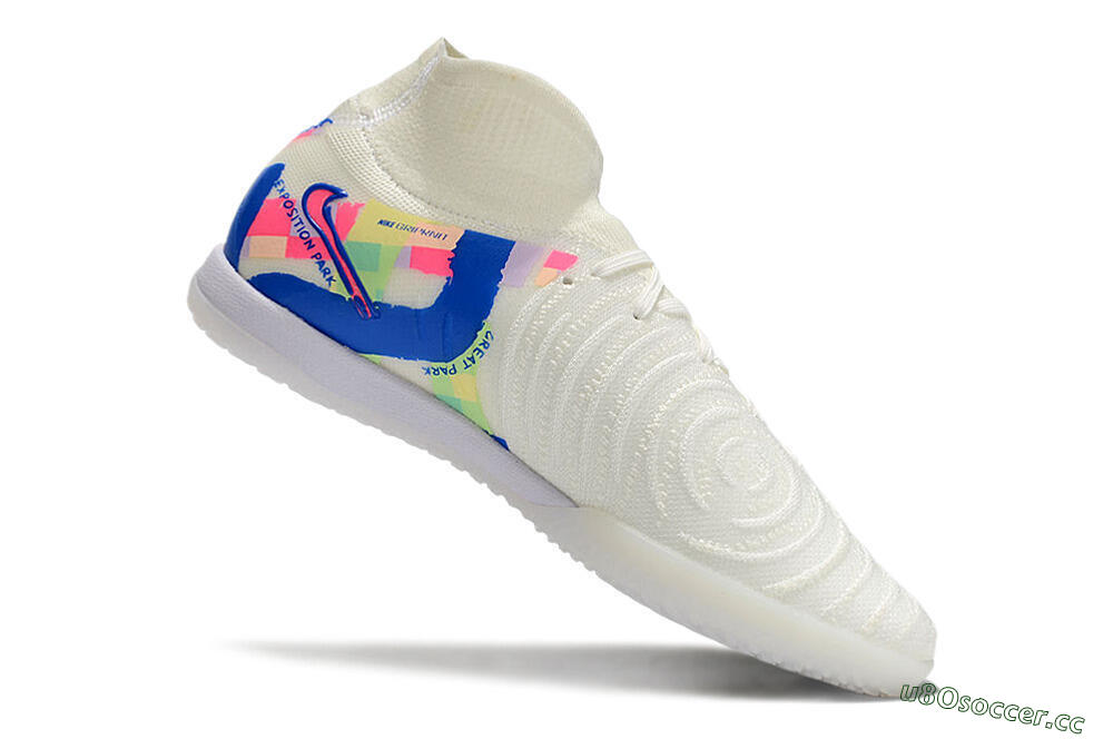 Men's Nike Phantom Luna Elite NU IC Indoor & Futsal High-Tops Football Shoes - Beige/Blue/Yellow/Pink 4