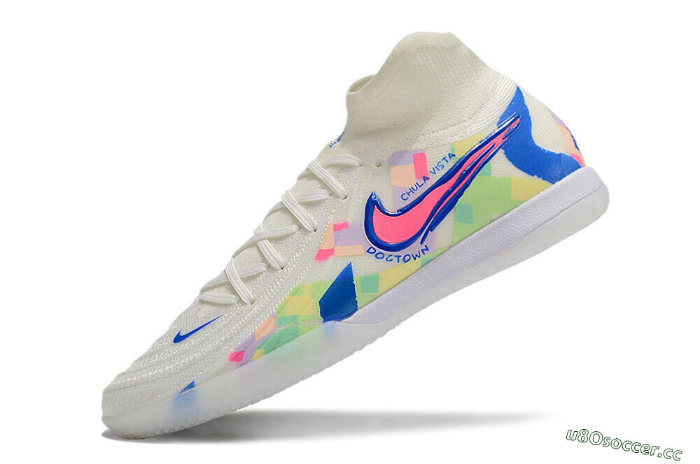 Men's Nike Phantom Luna Elite NU IC Indoor & Futsal High-Tops Football Shoes - Beige/Blue/Yellow/Pink 5