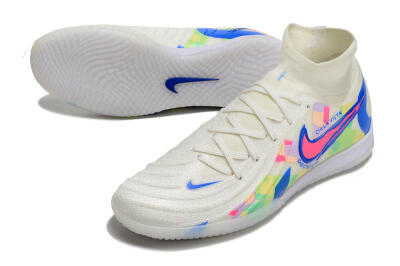 Men's Nike Phantom Luna Elite NU IC Indoor & Futsal High-Tops Football Shoes - Beige/Blue/Yellow/Pink