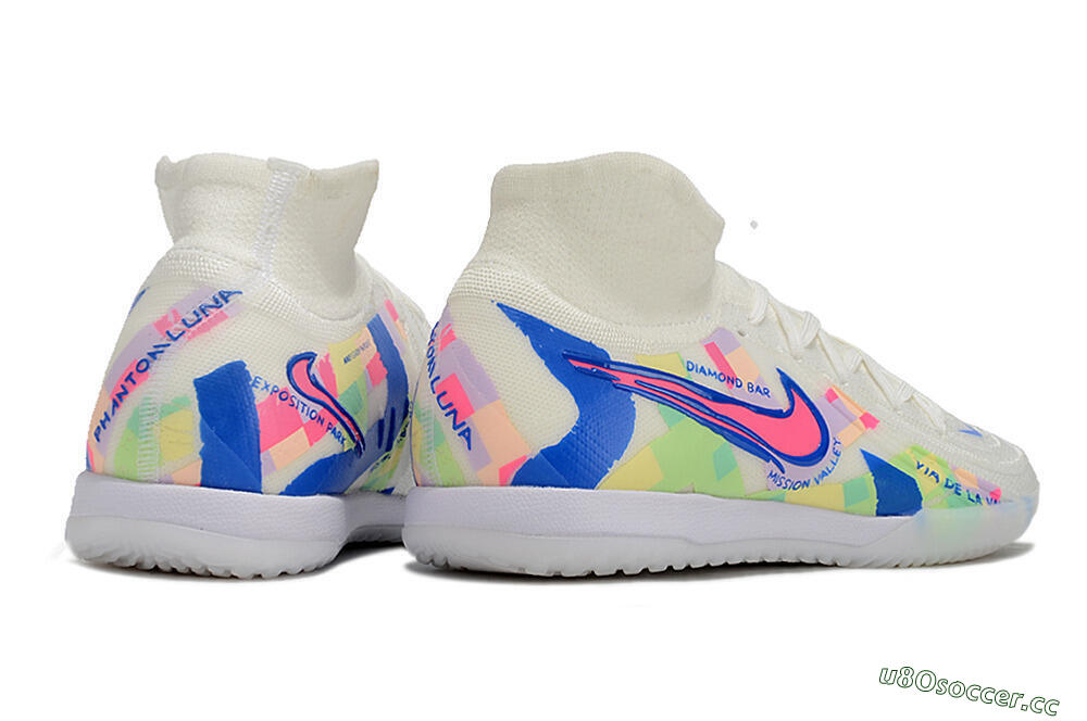 Men's Nike Phantom Luna Elite NU IC Indoor & Futsal High-Tops Football Shoes - Beige/Blue/Yellow/Pink 6