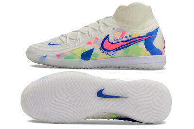 Men's Nike Phantom Luna Elite NU IC Indoor & Futsal High-Tops Football Shoes - Beige/Blue/Yellow/Pink