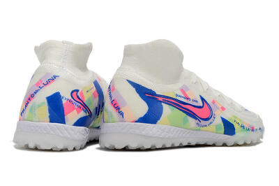 Men's Nike Phantom Luna Elite NU TF Artificial Turf High-Tops Football Shoes - Beige/Blue/Yellow/Pink